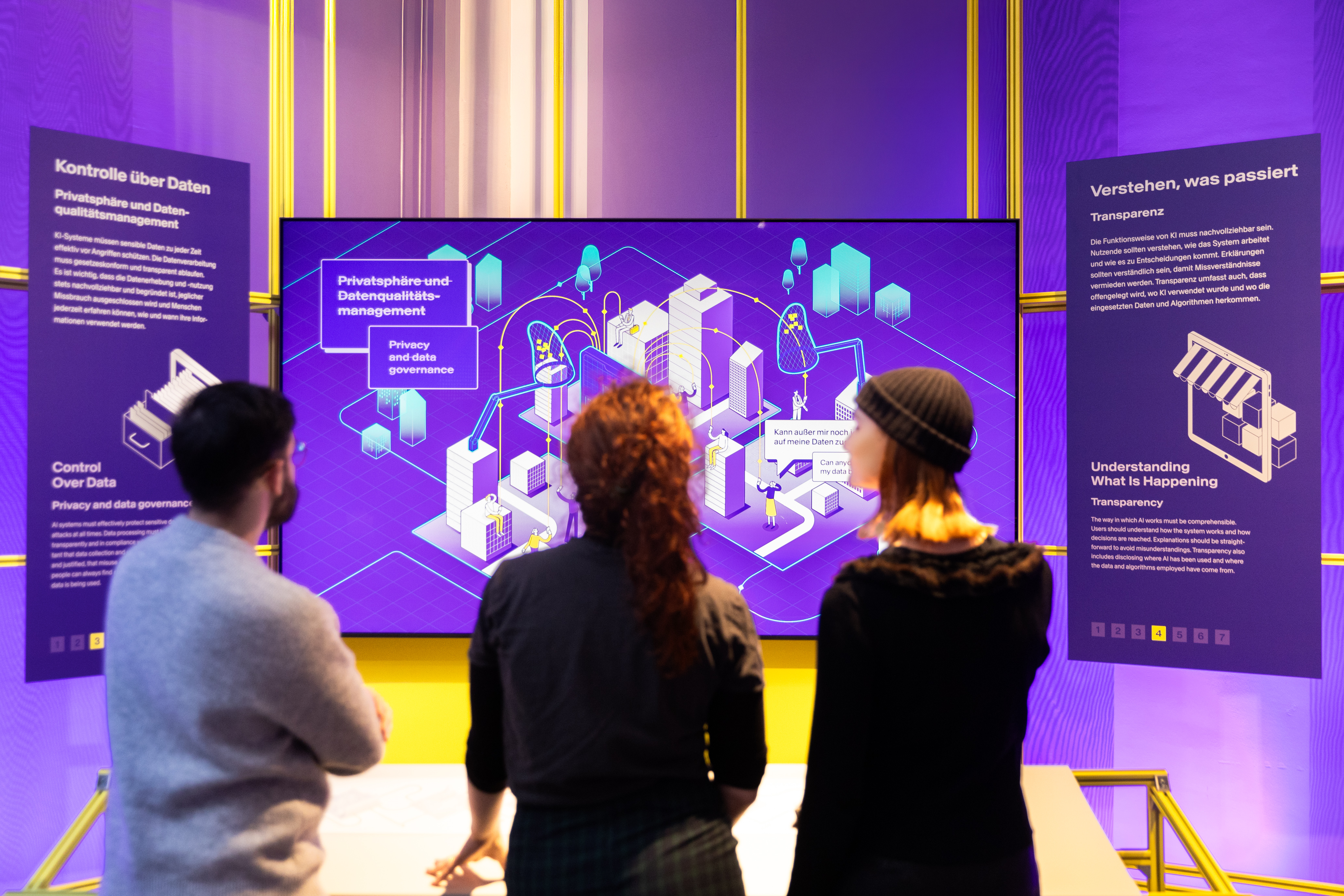 View of the AI exhibition at the German Museum of Technology, featuring people